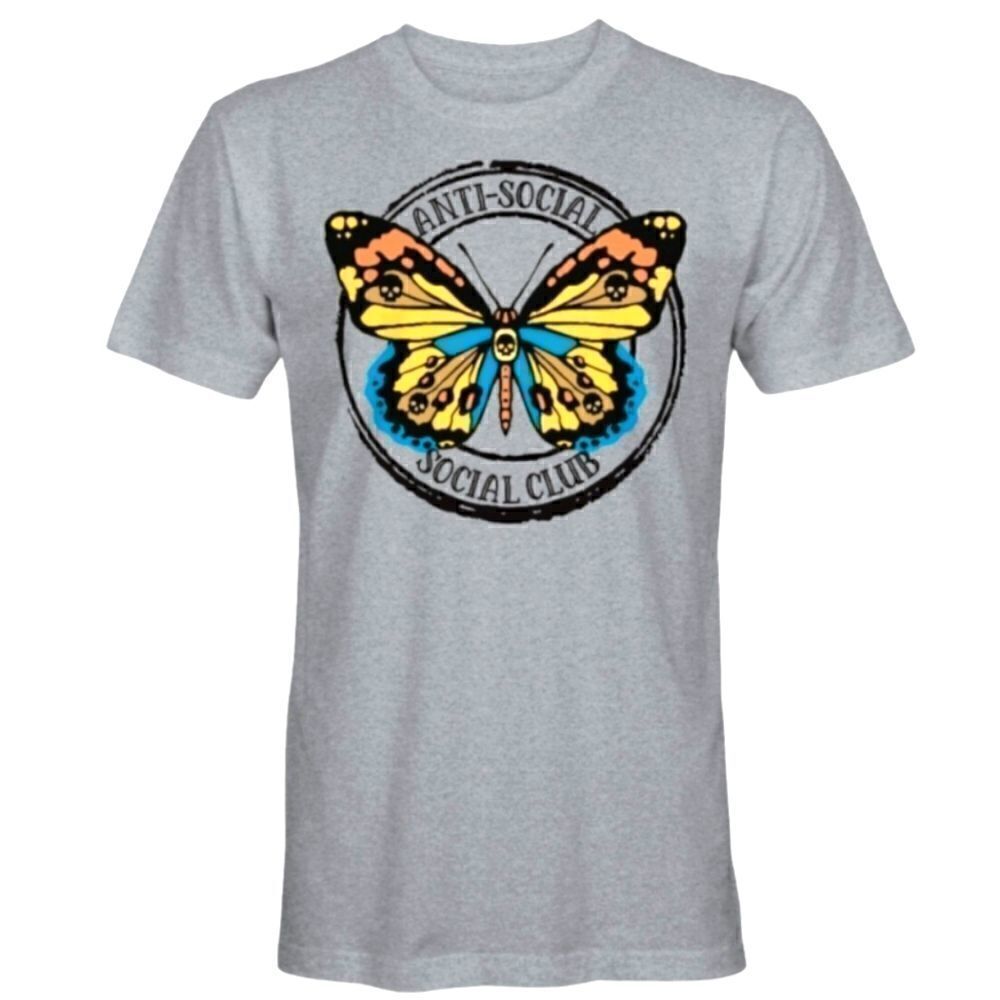 ANTI-SOCIAL SOCIAL CLUB SKULL BUTTERFLY T-SHIRT SZ.M